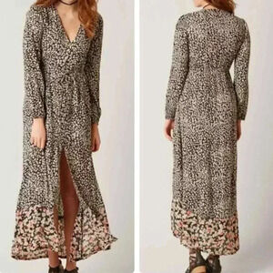Billabong Womens Maxi Dress Black & White Print Floral Hem Elastic‎ Waist Size M